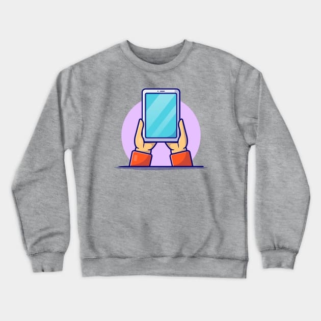 Hand Holding Tablet Cartoon Vector Icon Illustration (2) Crewneck Sweatshirt by Catalyst Labs